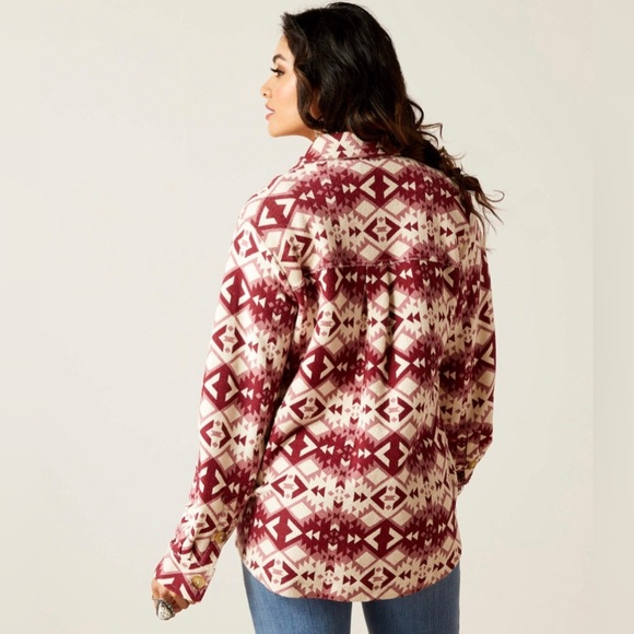 NWT Ariat Fillmore Shirt Jacket Red Cream Southwestern Print, Women's Medium - Picture 7 of 13